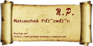 Matuschek Pázmán névjegykártya